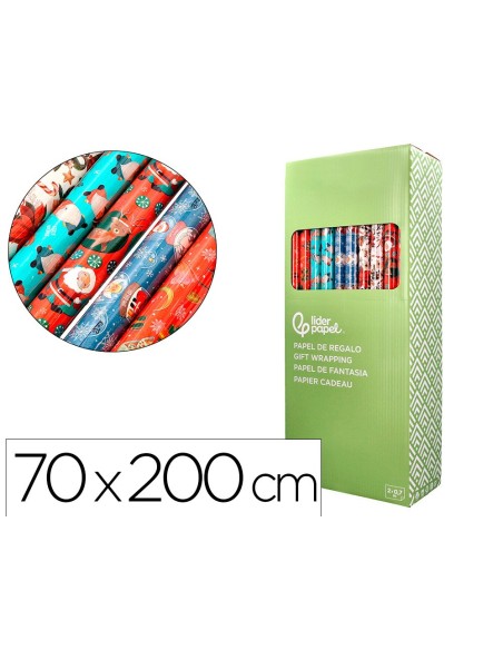 PAPEL REGALO NAVIDAD ROLLO ANCHO 70 CM 2MT.60GR.DISEÑOS SURT.C-2024