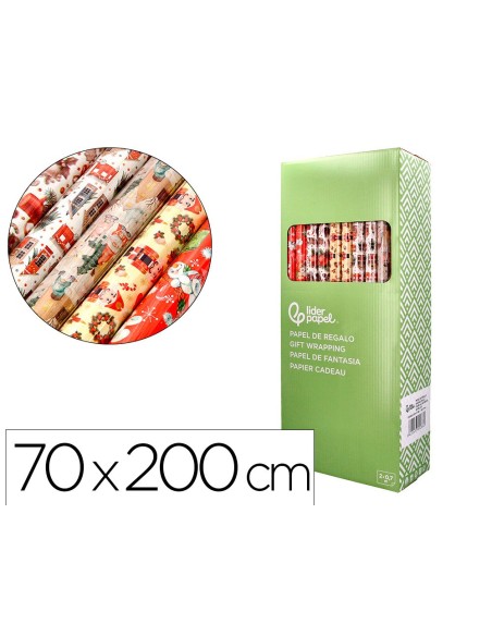 PAPEL REGALO NAVIDAD ROLLO ANCHO 70CM 2MT. 60GR.DISEÑOS SURT.B-2024