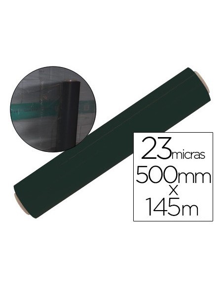 FILM EXTENSIBLE MANUAL BOBINA ANCHO 500 MM. 250MT 23MICRAS NEGRO