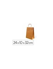 BOLSA KRAFT RECICLADO ASA RETORCIDA LISO NATURAL S 240X100X320MM 2