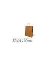BOLSA KRAFT RECICLADO ASA RETORCIDA LISO NATURAL L 320X140X400MM 2