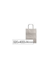 BOLSA PAPEL Q-CON.KRAFT PLATA L ASA RETORCIDA 320X400X14MM 2