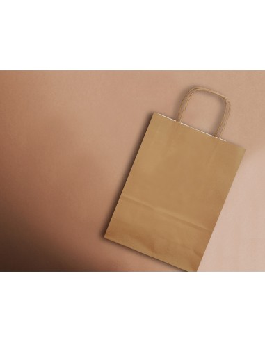 BOLSA PAPEL Q-CON.CELULOSA NATURAL LISO L ASA RETORCIDA 320X400X14MM