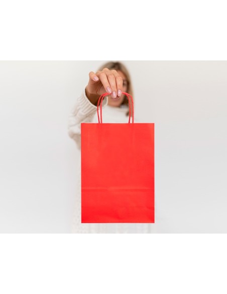 BOLSA PAPEL Q-CON.CELULOSA RJ. XS ASA RETORCIDA 180X240X80MM