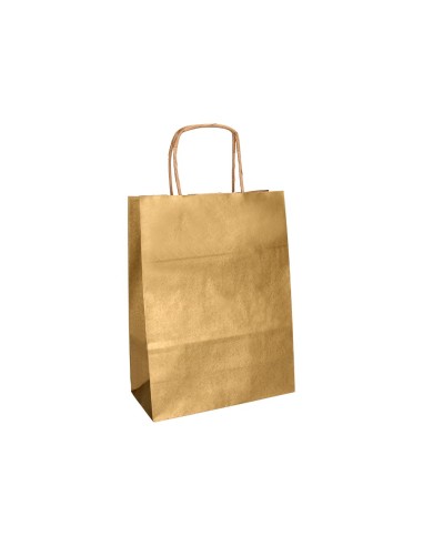 BOLSA PAPEL Q-CON.KRAFT ORO XS ASA RETORCIDA 180X240X80MM