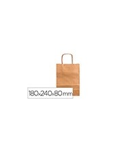 BOLSA PAPEL Q-CON.KRAFT NATURAL LISO XS ASA RETORCIDA 180X240X80MM 2