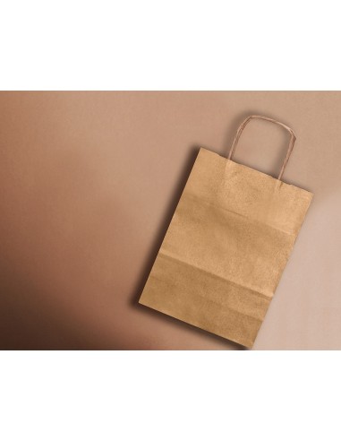 BOLSA PAPEL Q-CON.KRAFT NATURAL LISO XS ASA RETORCIDA 180X240X80MM