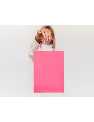 BOLSA PAPEL Q-CON.CELULOSA ROSA S ASA RETORCIDA 240X320X10MM