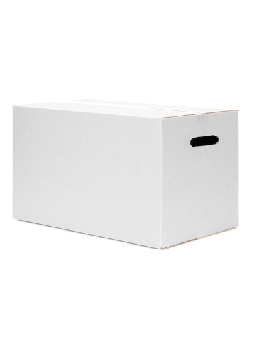 CAJA EMBALAR BLANCA DOBLE CANAL 450X280 MM CON ASAS
