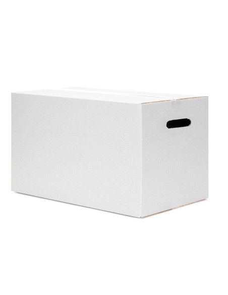 CAJA EMBALAR BLANCA DOBLE CANAL 450X280 MM CON ASAS