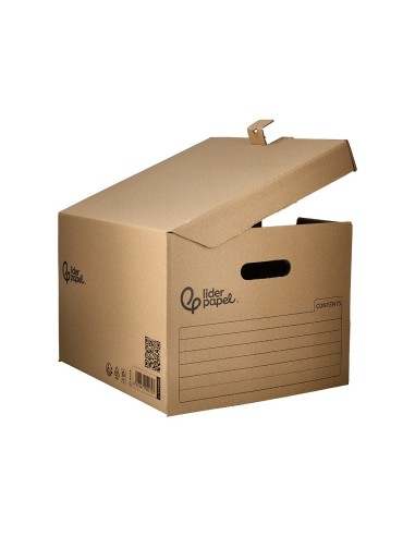 CAJON CONTENEDOR LIDERPAPEL CARTON C/TAPA 540X410X300MM