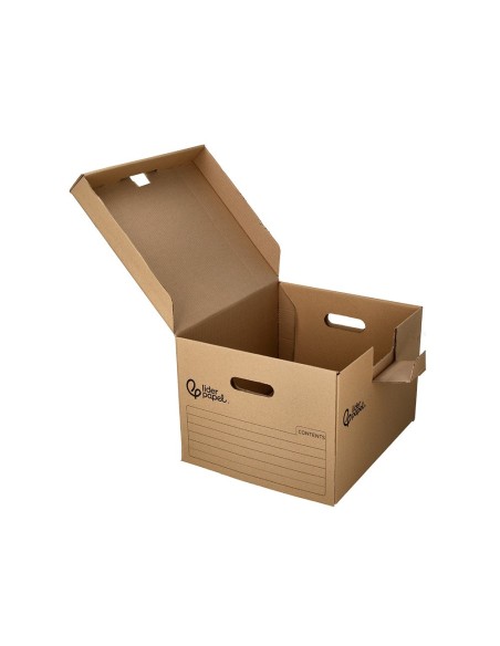 CAJON CONTENEDOR LIDERPAPEL CARTON C/TAPA 540X410X300MM