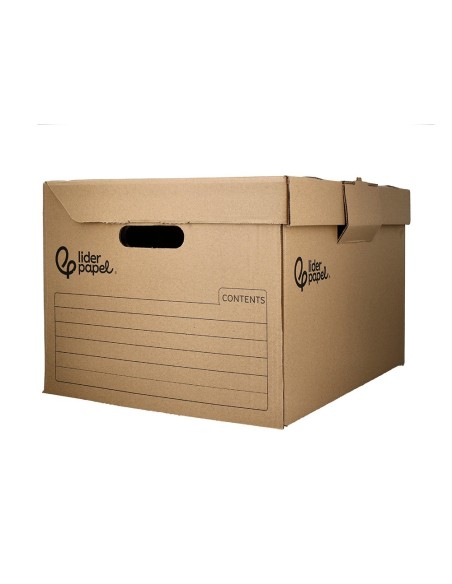CAJON CONTENEDOR LIDERPAPEL CARTON C/TAPA 540X410X300MM