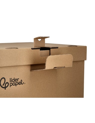 CAJON CONTENEDOR LIDERPAPEL CARTON C/TAPA 540X410X300MM