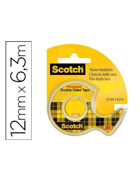 CINTA ADH. SCOTCH 136-D DOS CARAS 6,3 MT X 12 MM EN PORTARROLLOS