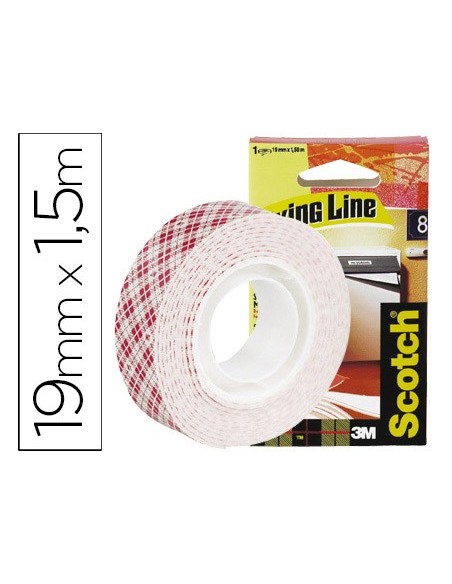 SOPORTE ADH.CINTAS SCOTCHDOBLE CARA SUPERRESISTENTE ROLLO 19 MM X 1.5