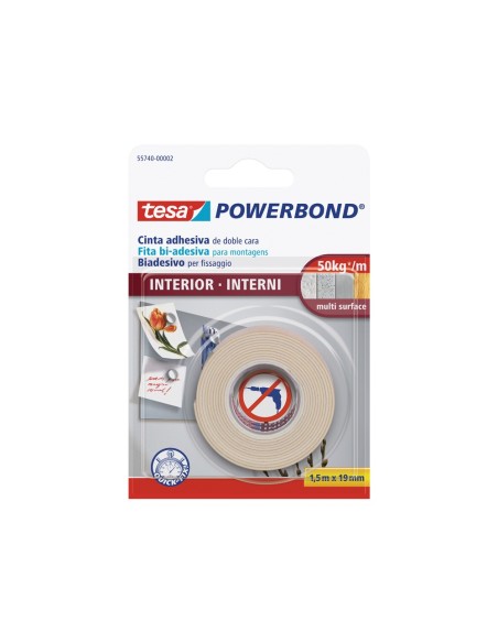 CINTA DOBLE CARA TESA INTERIORES 1,5 MT X 19 MM