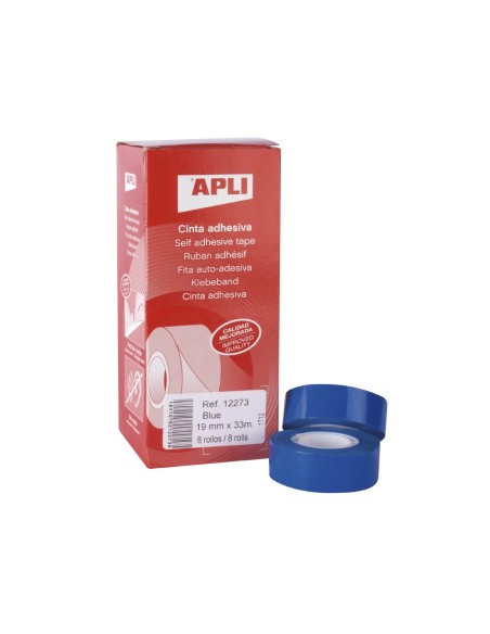 CINTA ADHESIVA APLI 33 MT X 19 MM COLOR AZUL