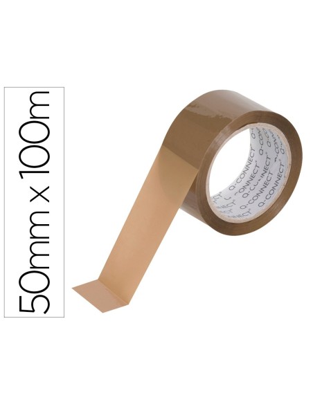 CINTA EMBALAR ADHESIVA Q-CONNECT PP HAVANA 100 MT X 50 MM
