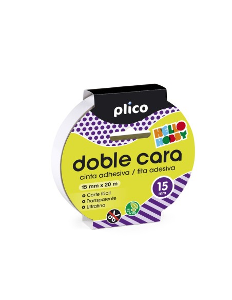 CINTA ADHESIVA PLICO DOBLE CARA 15MM X 20MT