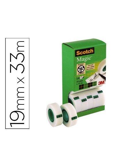 CINTA ADH.SCOTCH MAGIC 19MM X 33 MT PACK 14 ROLLOS DISPENSADOR CARTON