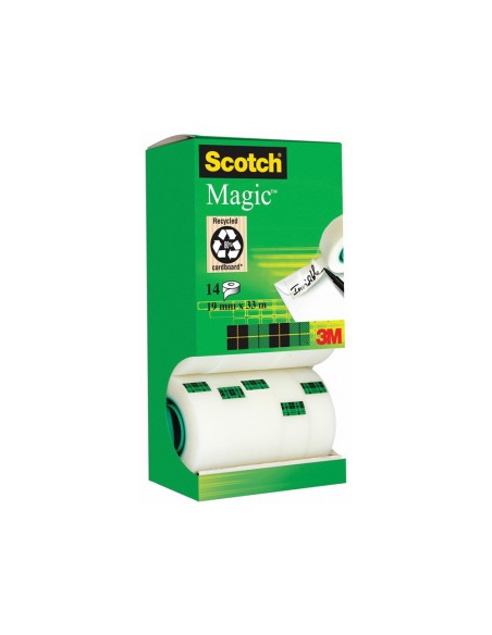 CINTA ADH.SCOTCH MAGIC 19MM X 33 MT PACK 14 ROLLOS DISPENSADOR CARTON