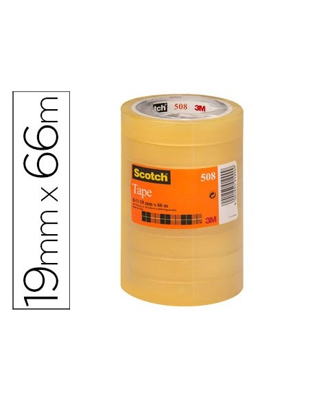 CINTA ADHESIVA SCOTCH TRANSPARENTE 19MMX66 MT PACK DE 7