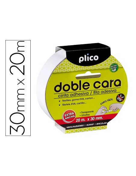 CINTA ADHESIVA PLICO DOBLE CARA 30MM X 20M 13320**11902079