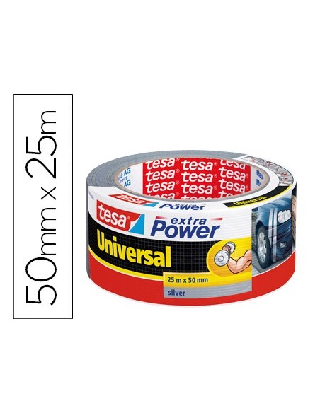 CINTA ADH.TESA AMERICANA 25MT X 50MM.EXTRA POWER PLATA 56388