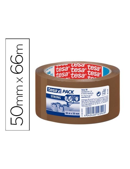 CINTA EMBALAR ADH.TESA MARRON STRONG 66 MT X 50MM.BAJO RUIDO 57168