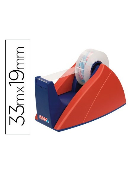 PORTARROLLOS SOBREM.TESA ROJO-AZUL C/CUCHILLA CORTE RECTO PARA ROLLOS