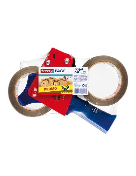 PORTARROLLO EMBALAJE TESA ROLLOS 66MTX 50MM-2 ROLLOS CINTA MARRON