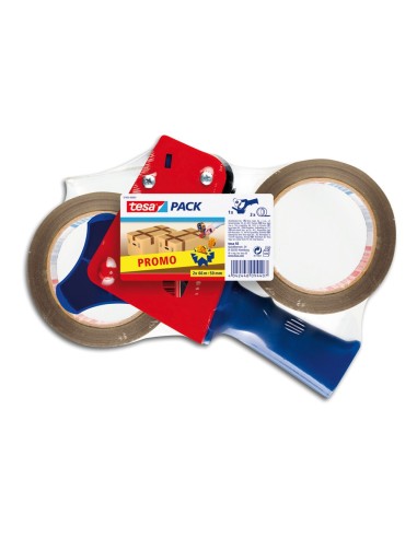 PORTARROLLO EMBALAJE TESA ROLLOS 66MTX 50MM-2 ROLLOS CINTA MARRON