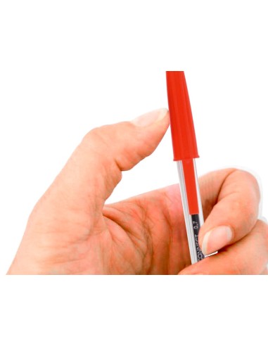 BOLIGRAFO TRANSPARENTE Q-CON ROJO MEDIO KF26041