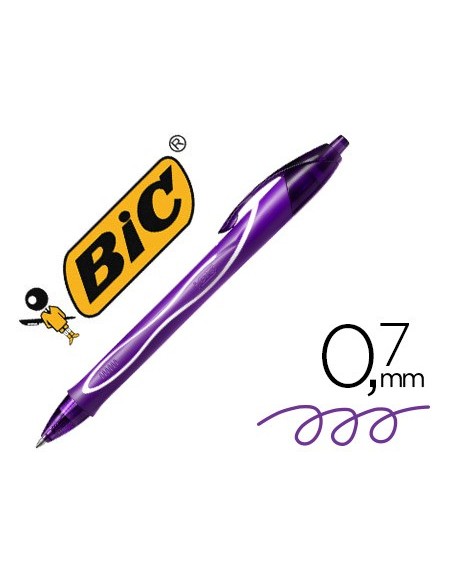BOLIGRAFO BIC GELOCITY QUICK DRY RETRACTIL TINTA GEL PURPURA 0,7 MM