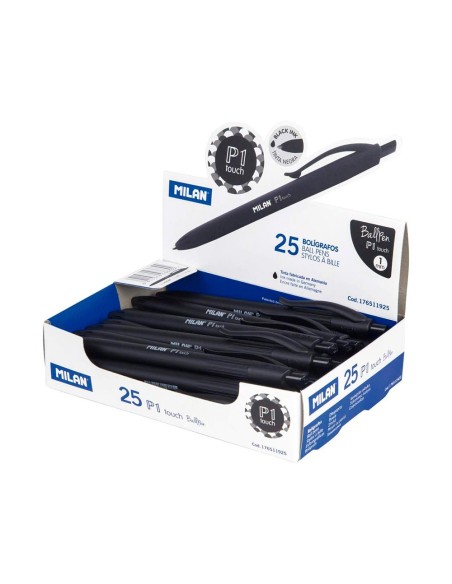 BOLIGRAFO MILAN P1 RETRACTIL 1 MM TOUCH NEGRO