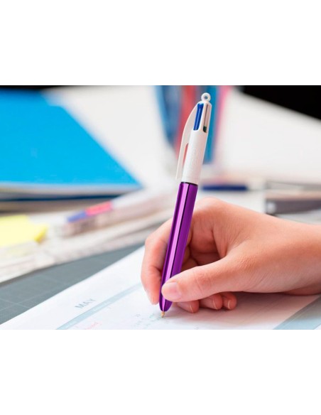BOLIGRAFO BIC 4 SHINE MORADO 1MM