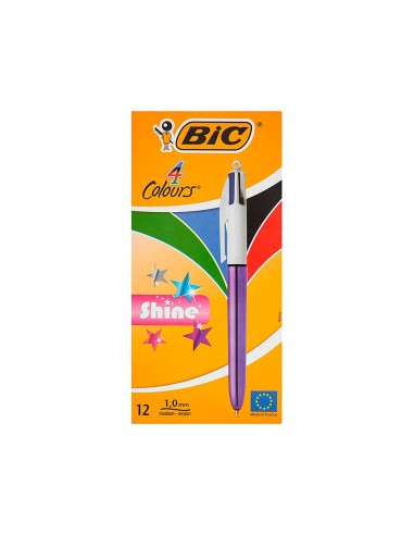 BOLIGRAFO BIC 4 SHINE MORADO 1MM