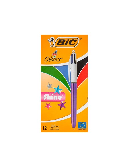 BOLIGRAFO BIC 4 SHINE MORADO 1MM