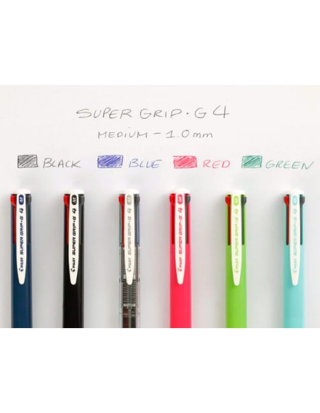 BOLIGRAFO PILOT SUPER GRIP G 4 RETRACTIL SUJECION CAUCHO CUERPO COLOR