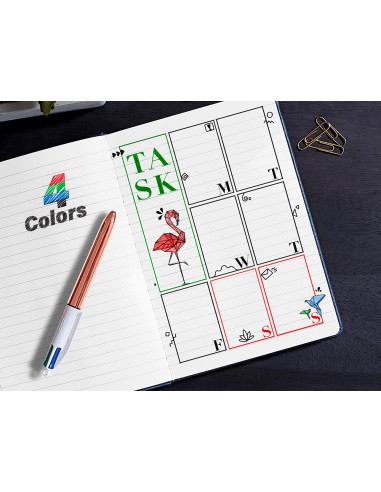 BOLIGRAFO BIC 4 SHINE ORO ROSA 1MM