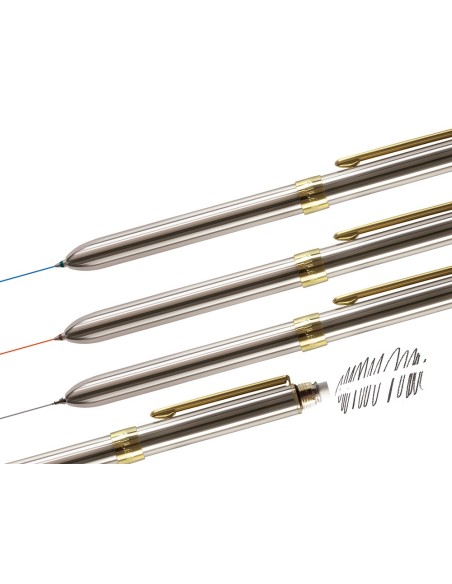 BOLIGRAFO MILAN MULTIFUNCION CROMADO PORTAMINAS 0,5MM/ GOMA BORRAR