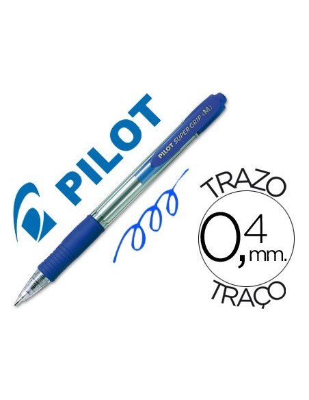 BOLIGRAFO PILOT SUPER GRIP AZUL RETR.SUJECION CAUCHO BASE ACEITE