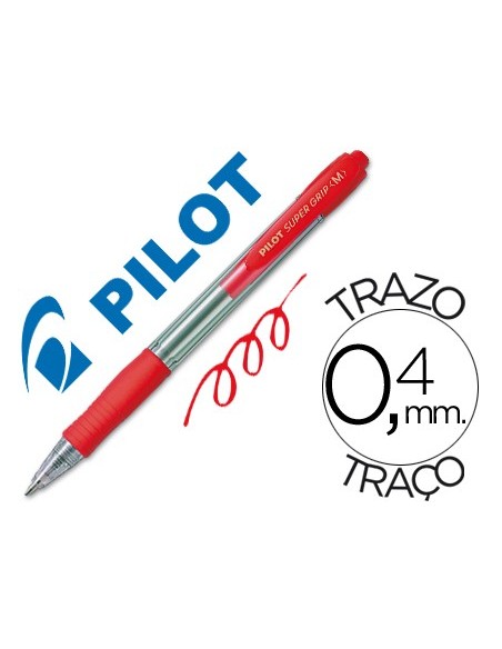 BOLIGRAFO PILOT SUPER GRIP ROJO RETR.SUJECION CAUCHO BASE ACEITE