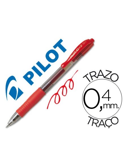 BOLIGRAFO PILOT G-2 ROJO TINTA GEL RETR.-SUJECION CAUCHO