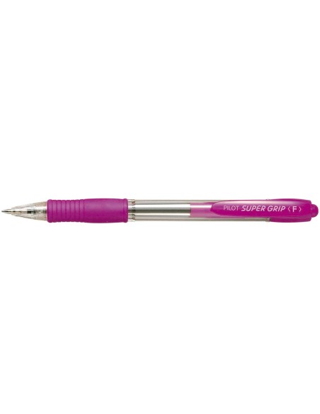 BOLIGRAFO PILOT SUPER GRIP ROSA RETR.-SUJECION CAUCHO BASE ACEITE