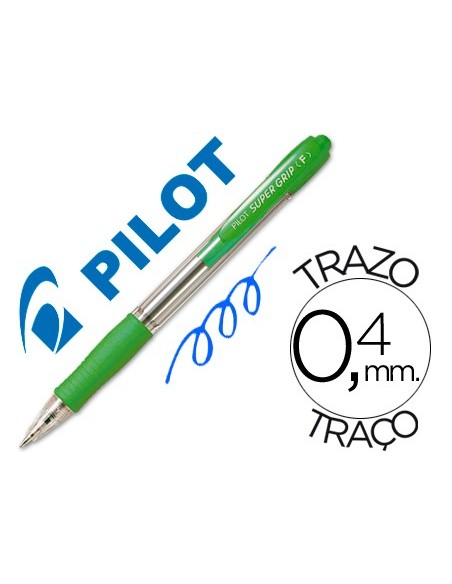 BOLIGRAFO PILOT SUPER GRIP VER CLARO RETR.-SUJECION CAUCHO BASE ACEIT