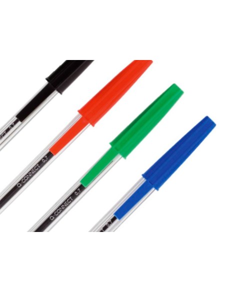 BOLIGRAFO TRANSPARENTE Q-CON VERDE MEDIO KF01043