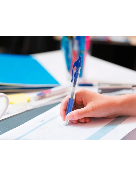 BOLIGRAFO Q-CON AZUL RETRACTIL -CON SUJECION DE CAUCHO