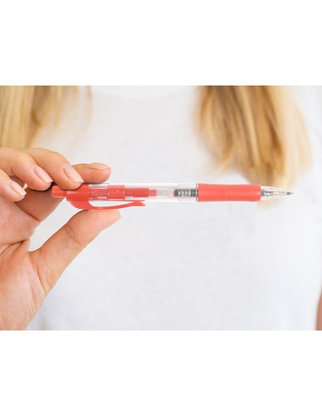 BOLIGRAFO Q-CON ROJO RETRACTIL -CON SUJECION DE CAUCHO